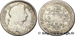 ROYAUME-UNI 1/2 Crown Charles II / armes tranche type V.OCTAVO 1676 