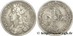 UNITED KINGDOM 1/2 Crown Jacques II / armes tranche type PRIMO 1686 