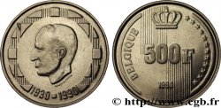 BELGIQUE 500 Francs Proof légende française 60e anniversaire du roi Baudouin 1990 Bruxelles