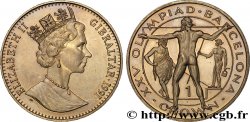 GIBRALTAR 1 Crown 25e Jeux Olympique de Barcelone : Elisabeth II / lanceurs de javelot 1991  SUP 
