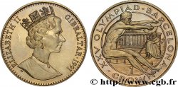 GIBILTERRA 1 Crown 25e Jeux Olympique de Barcelone : Elisabeth II / saut en longueur 1991 