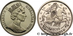 GIBRALTAR 14 Ecus - 10 Pounds Proof Elisabeth II / chevalier 1992  SPL 