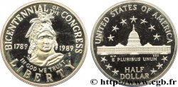 ÉTATS-UNIS D&nbsp;AMÉRIQUE 1/2 Dollar Proof bicentennaire du Congrès buste de la Liberté / bâtiment du Capitole 1989 San Francisco - S