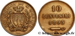 SAN MARINO 10 Centesimi écu aux trois tours 1893 Rome - R