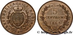 SAINT-MARIN 5 Centesimi écu aux trois tours 1864 Milan - M