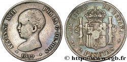 SPAIN 2 Pesetas Alphonse XIII buste bébé / emblème couronné (1891) 1889 Madrid