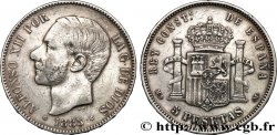 ESPAGNE 5 Pesetas Alphonse XII 1885 Madrid TTB 