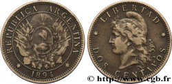 ARGENTINA 2 Centavos emblème / “Liberté” 1894  MBC 