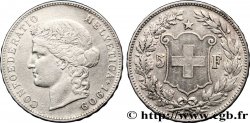SUISSE 5 Francs Helvetia buste 1909 Berne