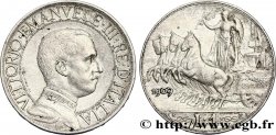 ITALY 1 Lire Victor Emmanuel III / quadrige 1er type 1909 Rome - R