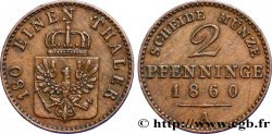 ALLEMAGNE - PRUSSE 2 Pfenninge Royaume de Prusse écu à l’aigle 1860 Berlin