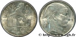 BELGIQUE 50 Francs lion posé sur les tables de la loi / Mercure légende flamande 1950 