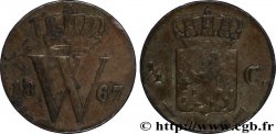 PAYS-BAS 1/2 Cent  emblème monogramme de Guillaume III 1867 Utrecht TB 