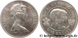 BERMUDAS 1 Dollar Elisabeth II / Mariage du prince Charles et de lady Diana 1981 