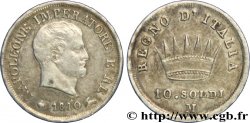 ITALIE - ROYAUME D ITALIE - NAPOLÉON Ier 10 Soldi Napoléon Empereur et Roi d’Italie 1810 Milan - M TTB 