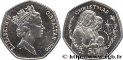 GIBRALTAR 50 Pence Elisabeth II / Noël : Joseph, Marie et l’Enfant 1990  SPL 