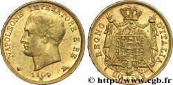 ITALIE - ROYAUME D&nbsp;ITALIE - NAPOLÉON Ier 20 Lire or, 2e type, tranche en creux, étoile à cinq branches 1809 Milan