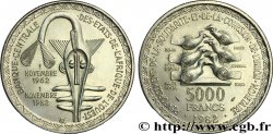 WEST AFRICAN STATES (BCEAO) 5000 Francs masque / oiseau 20e anniversaire de l’Union Monétaire 1982  AU 