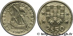 PORTUGAL 2 1/2 Escudos emblème / voilier 1982 