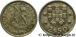 PORTUGAL 2 1/2 Escudos emblème / voilier 1977  TTB+ 