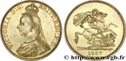 ROYAUME-UNI 5 Livres (Five pounds), Victoria &nbsp;Jubilee head&nbsp; / St Georges terrassant le dragon 1887 Londres SUP 