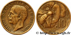 ITALIE 10 Centesimi Victor Emmanuel III / abeille 1921 Rome - R TTB 