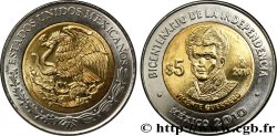 MEXIQUE 5 Pesos Bicentenaire de l’Indépendance : aigle / Vicente Guerrero 2010 Mexico