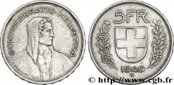 SWITZERLAND 5 Francs Berger des alpes / bouclier suisse 1949 Berne - B