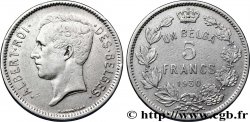 BELGIQUE 5 Francs (1 Belga) Albert Ier légende Française 1930  TTB 