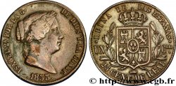SPAGNA 25 Centimos de Real (Cuartillo) Isabelle II / écu couronné 1855 Ségovie