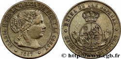 ESPAGNE 1/2 (medio) Centimo de Escudo Isabelle II / écu couronné 1867 Oeschger Mesdach & CO