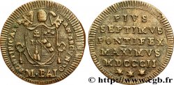 VATICAN ET ÉTATS PONTIFICAUX 1/2 Baiocco frappé au nom de Pie VII an II 1802 Rome