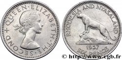 RHODÉSIE ET NYASSALAND 6 Pence Elisabeth II / lion 1957 