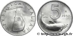 ITALIE 5 Lire gouvernail / dauphin 1952 Rome - R SPL 