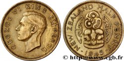 NUOVA ZELANDA 1/2 Penny George VI / pendentif maori Hei Tiki 1945 