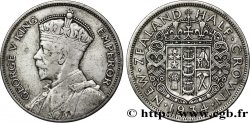 NEUSEELAND 1/2 Crown Georges V / écu couronné 1934  fSS 