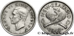 NEUSEELAND 3 Pence Georges VI / patus maoris croisés 1947 