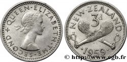 NEW ZEALAND 3 Pence Elisabeth II / patus maoris croisés 1959  AU 