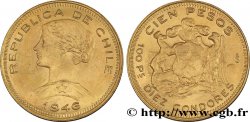 CHILE 100 Pesos or ou 10 Condores en or, 2e type 1946 Santiago - S°