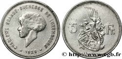 LUXEMBOURG 5 Francs Grande-Duchesse Charlotte 1929  XF 