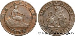 ESPAÑA 1 Centimo monnayage provisoire liberté assise / lion tenant un bouclier 1870 Oeschger Mesdach & CO