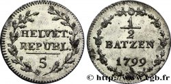 SWITZERLAND - HELVETIC REPUBLIC 1/2 Batzen (5 Rappen) République Helvétique 1799 Berne - B