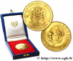 GABON 5.000 Francs or, visite du président Georges Pompidou 1971  SPL 