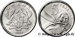 GHANA 5 Pesewas emblème / homme soufflant dans une corne 2007  MS 