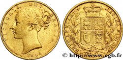 REGNO UNITO 1 Souverain Victoria buste jeune / blason  1862 Londres