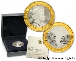 ROYAUME-UNI 2 Pounds (Livres) Proof Charles Darwin : Elisabeth II / Darwin et chimpanzé 2009 