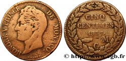 MONACO 5 Centimes Honoré V petite tête en cuivre rouge 1837 Monaco