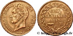 MONACO 5 Centimes Honoré V petite tête en cuivre rouge 1837 Monaco