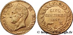 MONACO 5 Centimes Honoré V petite tête en cuivre rouge 1837 Monaco