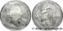 ÎLES COOK  50 Dollars ‘proof’ Elisabeth II / grands explorateurs Fernand Magellan 1988 